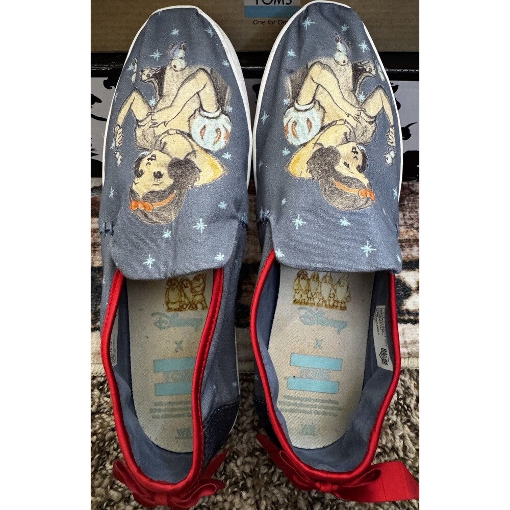 Toms X Disney Snow White Shoes Womens Size 8 Alpargata Seven Dwarfs Canvas Bow